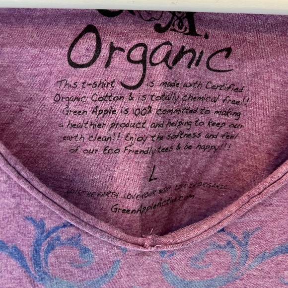 ORGANIC BEAUTIFUL! LONG SLEEVE TEE T SHIRT TOP LAVENDER PINK PALE BLUE SCROLL L - Picture 5 of 11